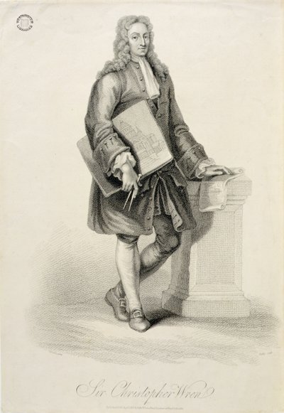 Sir Christopher Wren, graviert von James Godby, veröffentlicht von Edward Orme, 1815 von Giovanni Battista Cipriani